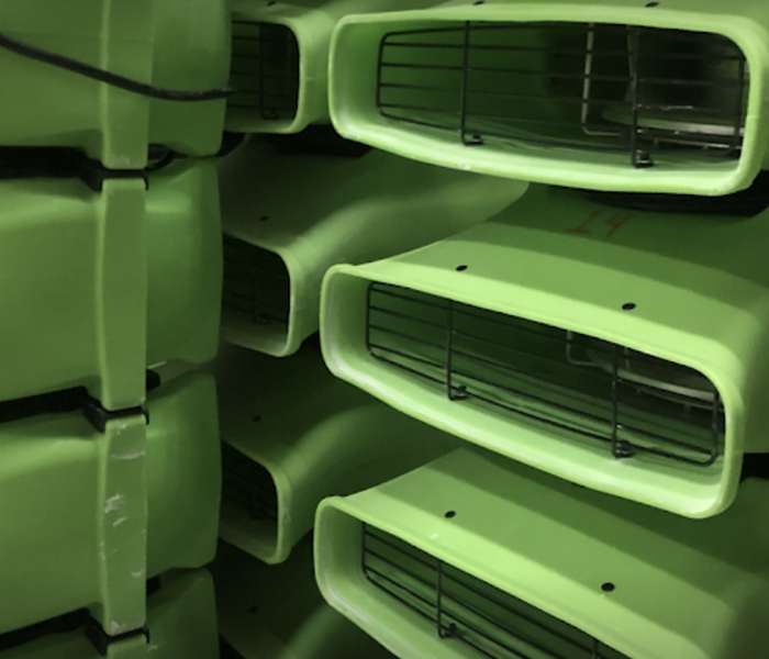 stacked green fans